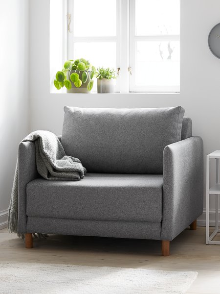 Fauteuil convertible NORODDEN tissu gris clair