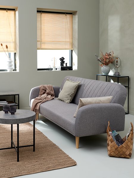 Sofa bed PARADIS light grey fabric/oak colour