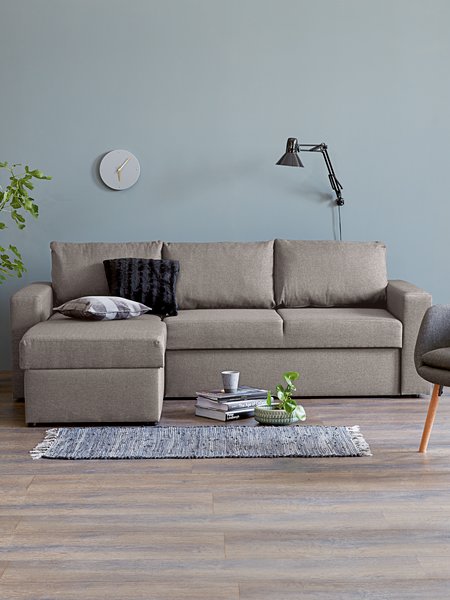 Convertible méridienne MARSLEV tissu gris clair