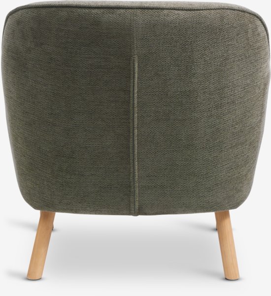 Armchair BREDAL olive green fabric/oak colour