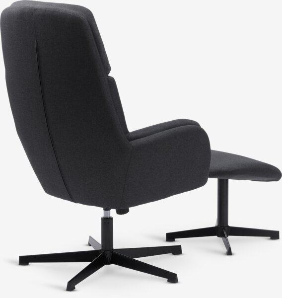 Recliner w/footstool TANKEDAL dark grey fabric