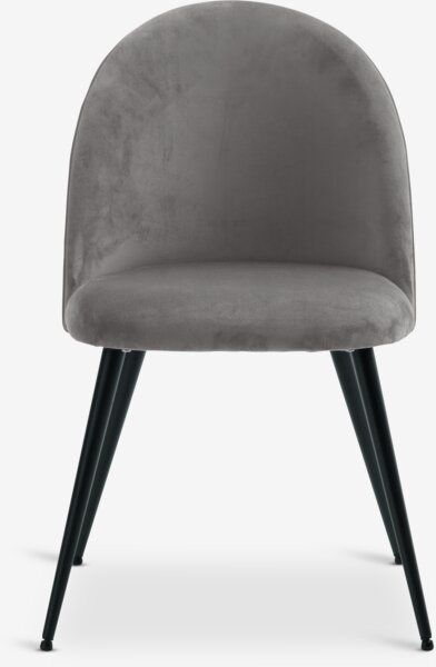 Chaise KOKKEDAL velours gris/noir