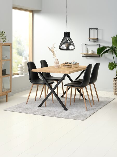 Eettafel ROSLEV 80×140 naturel eiken/zwart