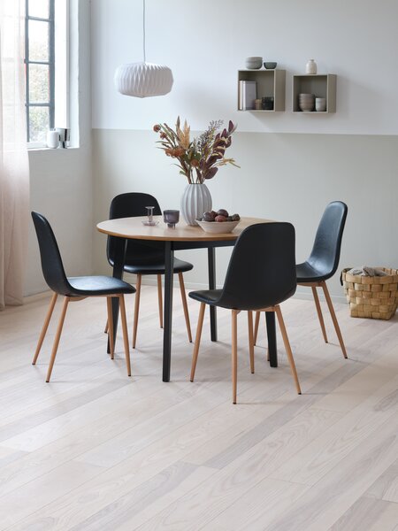 JEGIND D105 table oak/black + 4 JONSTRUP black/oak chair