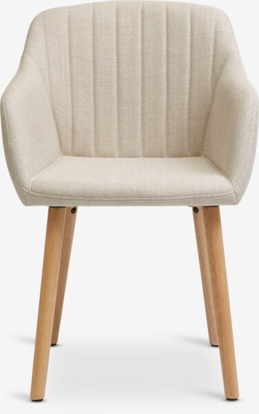 Dining chair ADSLEV beige fabric/oak color