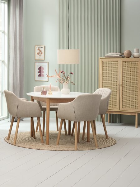 Dining chair ADSLEV beige fabric/oak color