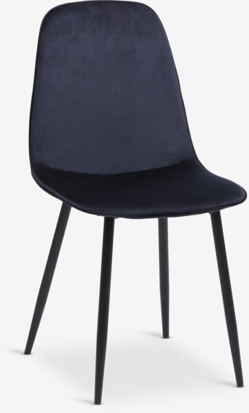 Dining chair BISTRUP velvet dark blue/black