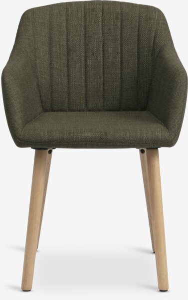 Dining chair ADSLEV olive green fabric/oak colour