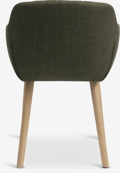 Dining chair ADSLEV olive green fabric/oak colour