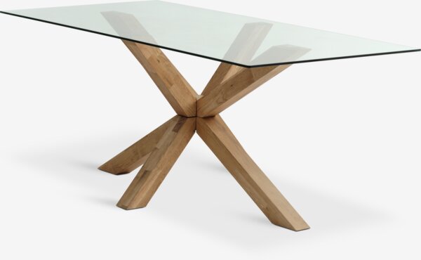 Dining table AGERBY 90x190 glass/oak