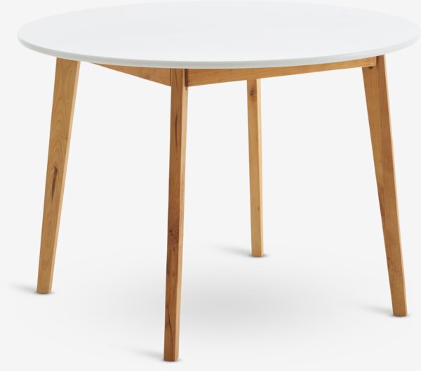 Mesa de comedor JEGIND Ø105 blanco/natural