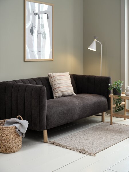 Sofa MAGLEBY 2.5-seater dark brown fabric/oak colour