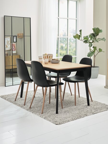 JEGIND L130 table oak/black + 4 JONSTRUP black/oak