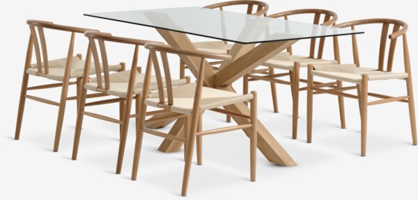 AGERBY L160 table natural oak + 4 GUDERUP natural oak