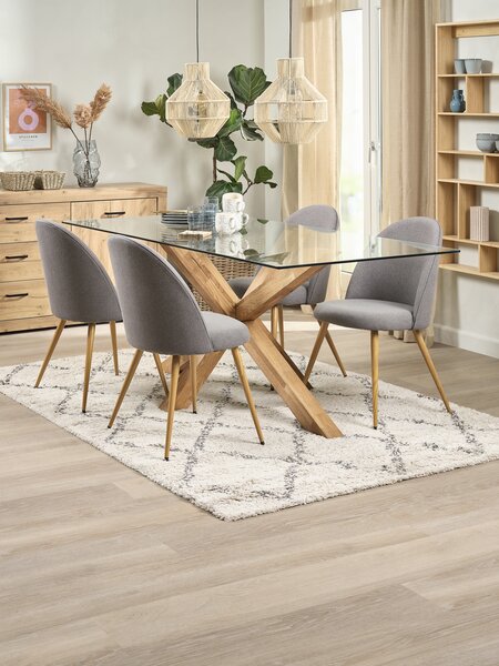 AGERBY L190 table oak + 4 KOKKEDAL chairs grey/oak