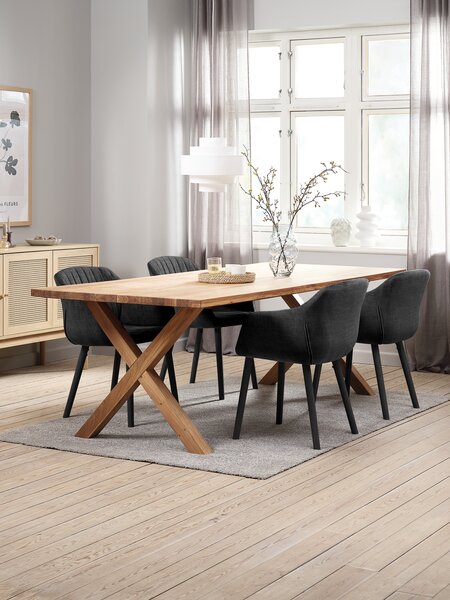 GRIBSKOV L230 table chêne + 4 ADSLEV chaises anthracite