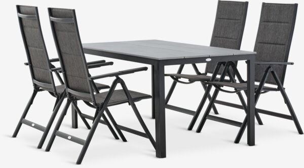 MARIELYST L150 table + 4 MYSEN chaises gris