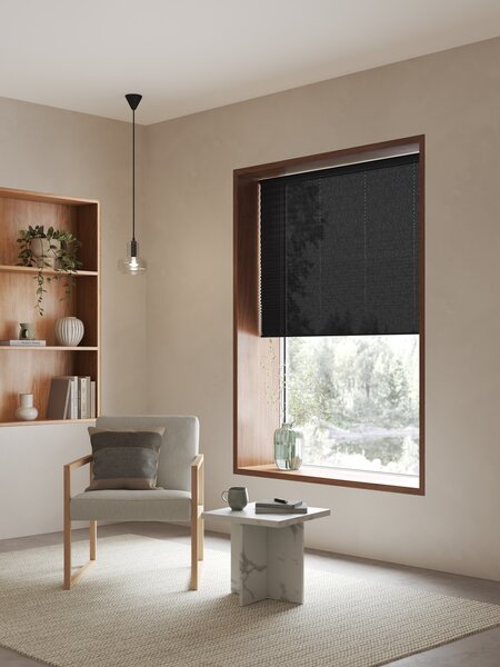 Plisségardin ENDELAVE 90x210cm svart trådløs
