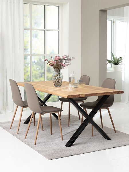 ROSLEV L200 table natural oak+4 BISTRUP chairs olive