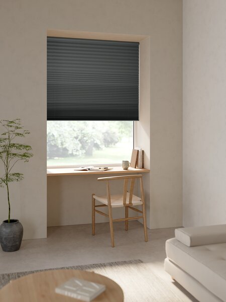 Plisségardin mörkläggande ALS 130x160cm grå trådlös