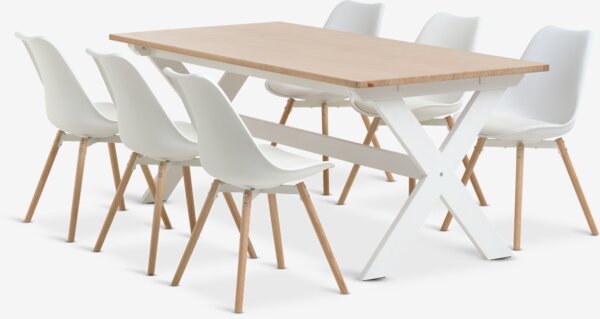 VISLINGE D190 sto natur + 4 KASTRUP stolice bela