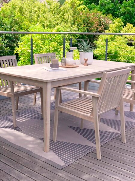 Table KOLLEN L205 + 4 chaises de jardin RADSTED bois dur