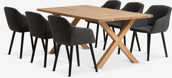 GRIBSKOV D180 miza hrast + 4 ADSLEV stoli antracit
