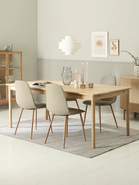 Mesa MARSTRUP L190/280 roble + 4 sillas BISTRUP arena