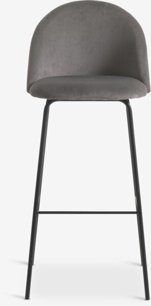 Chaise de bar GRINDSTED velours gris/noir