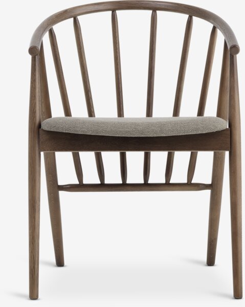Dining chair LYKSBORG dark oak/dark sand fabric