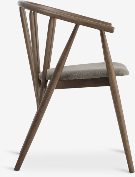 Dining chair LYKSBORG dark oak/dark sand fabric