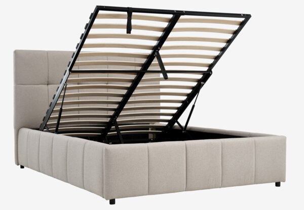 Estructura de cama VEMMELEV 135x190 tela beis