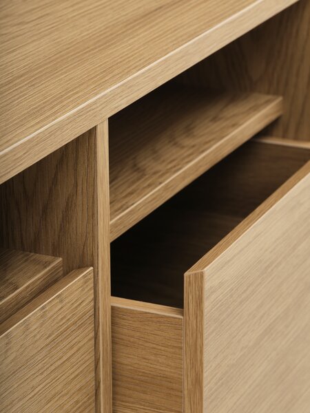 Hallway unit RAVSTED w/mirror 2 drawers warm oak colour