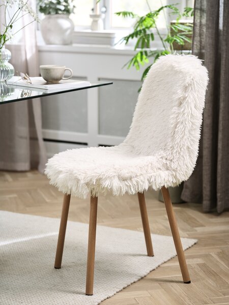 Dining chair JONSTRUP teddy off-white fabric/oak colour