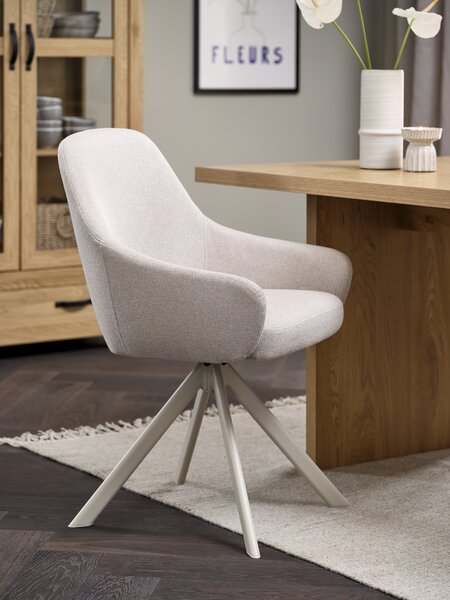 Dining chair ROSTRUP swivel beige fabric