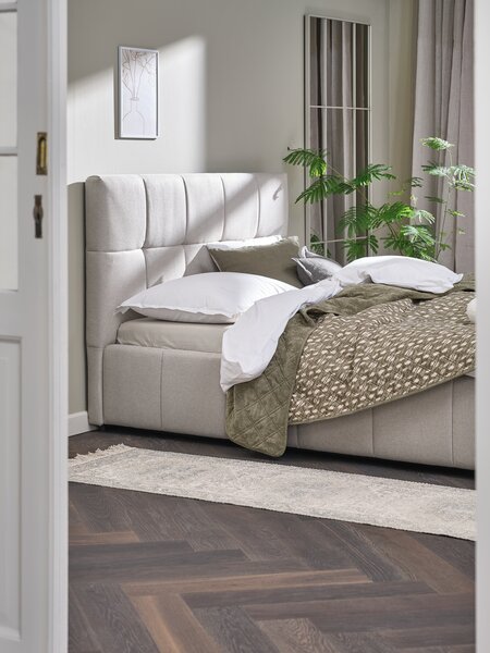 Estructura de cama VEMMELEV 135x190 tela beis