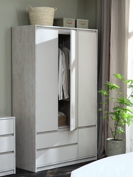 Armario BILLUND 119x193 4 puertas 2 cajones travertino/beis