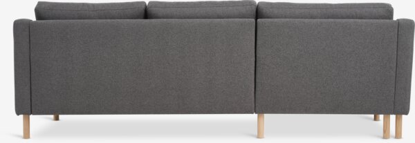 Bank HELLERUP chaise longue grijze stof/naturel eiken
