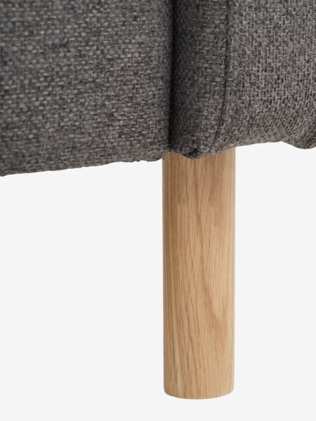 Bank HELLERUP chaise longue grijze stof/naturel eiken