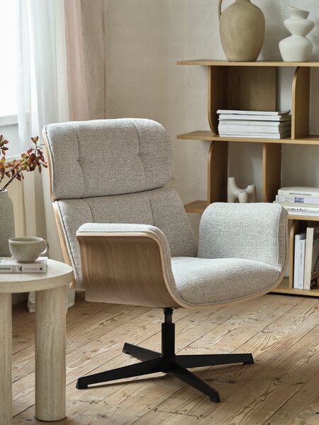 Recliner ALLINGE swivel beige fabric/black