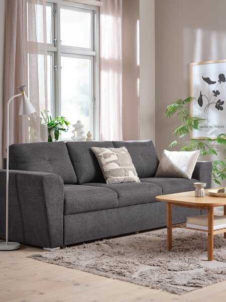 Sovesofa VEJLBY 3-pers. mørkegråt stof