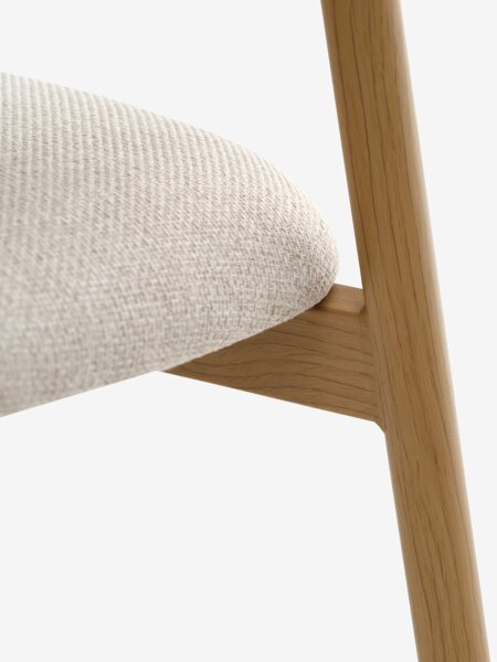 KLIPLEV Ø120 bord travertin + 4 EJSING stol beige/natur eik