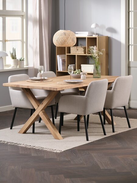 GRIBSKOV L180 Tisch eiche + 4 SOTTRUP Stühle beige/schwarz