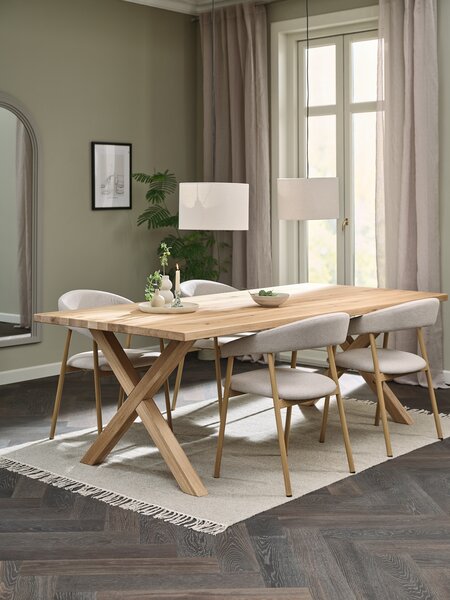 GRIBSKOV L230 bord ek + 4 EJSING stol beige/ek
