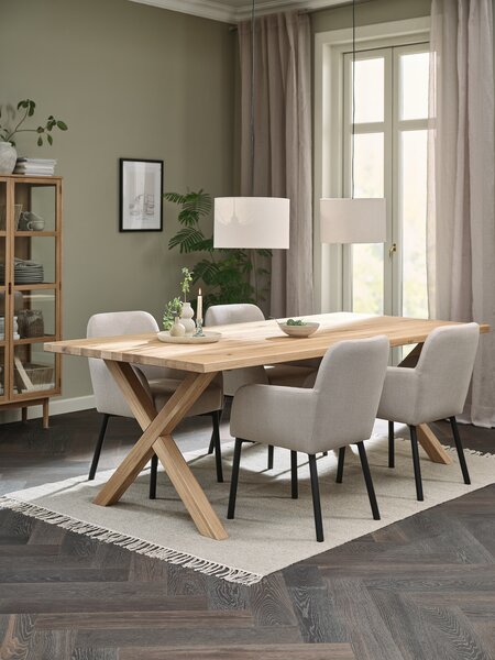 GRIBSKOV L230 Tisch eiche + 4 SOTTRUP Stühle beige/schwarz