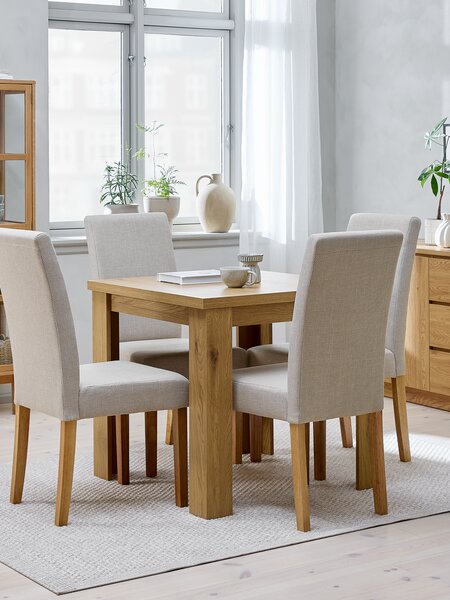 JUNGEN L80/160 table warm oak + 4 TUREBY chairs beige