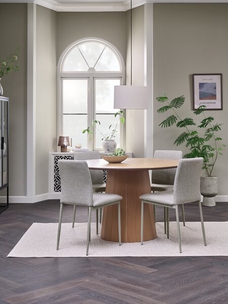 KLIPLEV Ø120 Tisch eiche + 4 BRANDE Stühle beige
