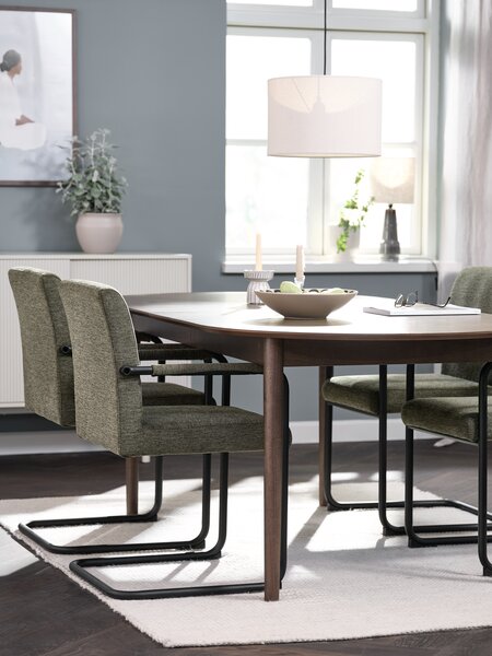MARSTRAND L200/280 table dark oak + 4 ESPE chairs olive