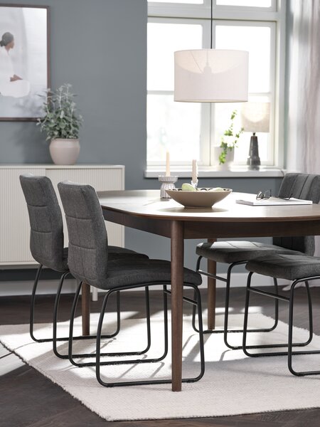 MARSTRAND L200/280 tafel donker eiken + 4 HAMMEL grijs