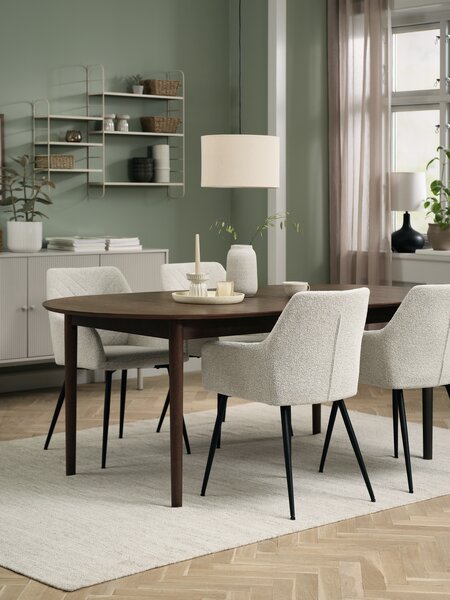 MARSTRAND L200/280 table dark oak + 4 PURHUS off-white